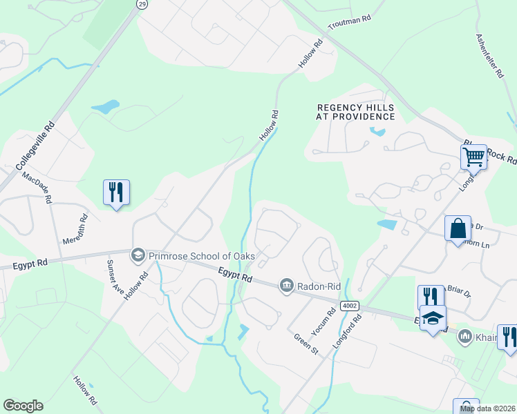 map of restaurants, bars, coffee shops, grocery stores, and more near 133 Sloan Road in Phoenixville