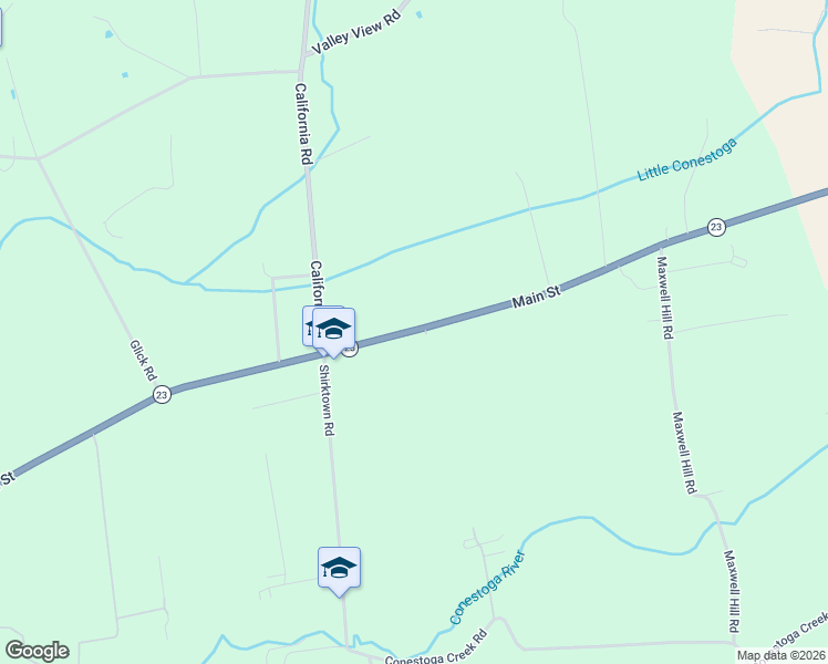 map of restaurants, bars, coffee shops, grocery stores, and more near 2454 Main Street in Narvon