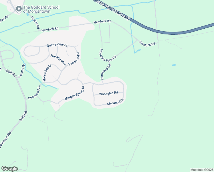 map of restaurants, bars, coffee shops, grocery stores, and more near 272 Merwood Drive in Morgantown