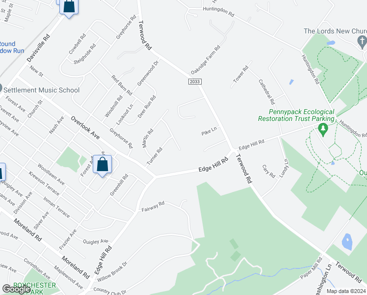 map of restaurants, bars, coffee shops, grocery stores, and more near 1915 Richard Road in Willow Grove