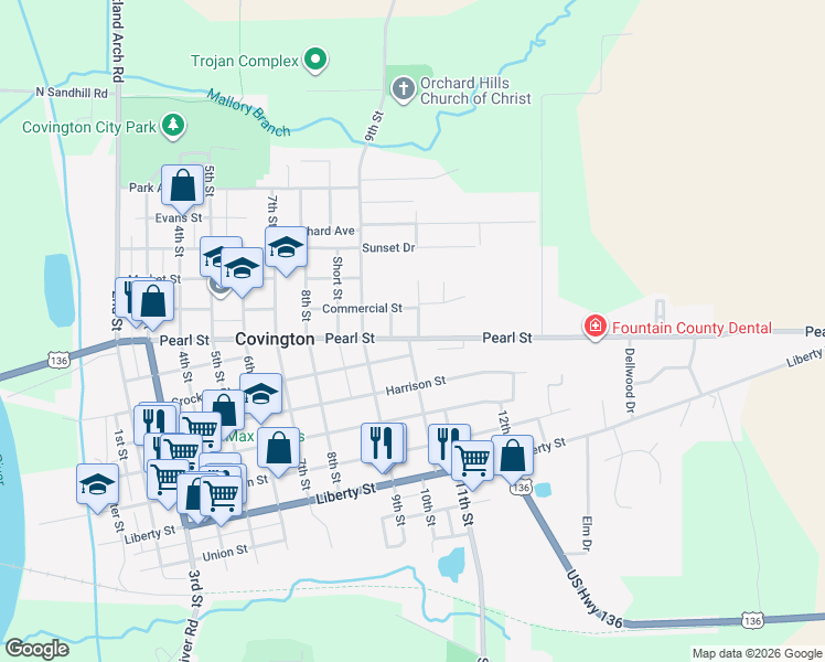 map of restaurants, bars, coffee shops, grocery stores, and more near 901 10th Street in Covington