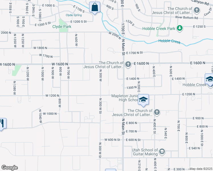 map of restaurants, bars, coffee shops, grocery stores, and more near 1333 North 200 West in Mapleton