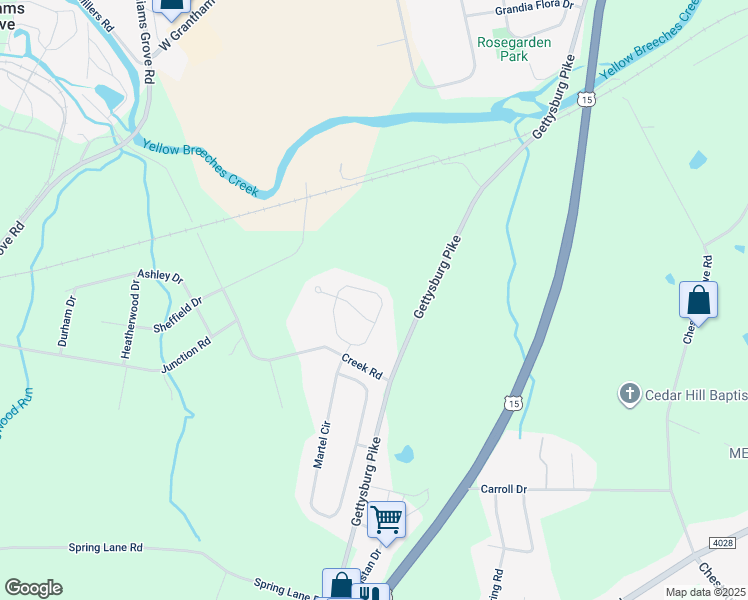 map of restaurants, bars, coffee shops, grocery stores, and more near 122 Evergreen Circle in Dillsburg