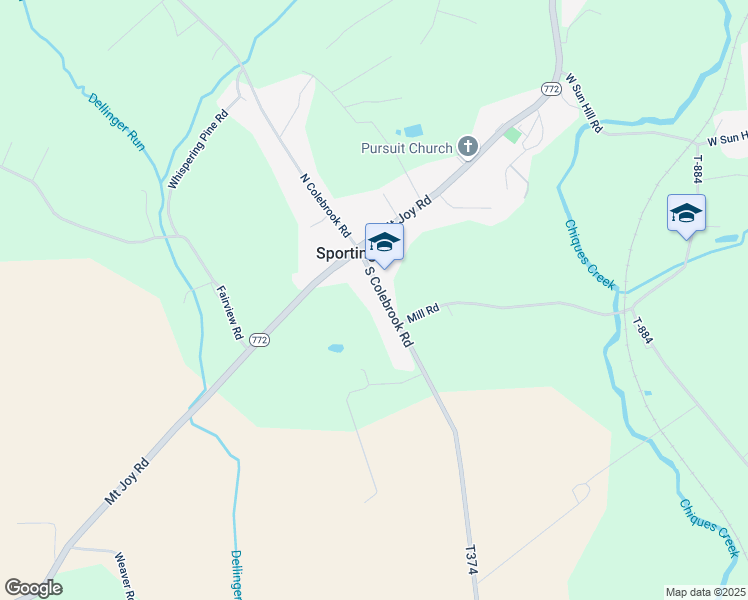 map of restaurants, bars, coffee shops, grocery stores, and more near 68 South Colebrook Road in Manheim