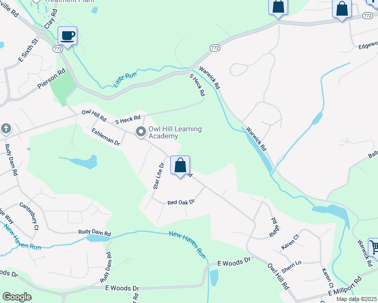 map of restaurants, bars, coffee shops, grocery stores, and more near 19 Thaton Road in Lititz