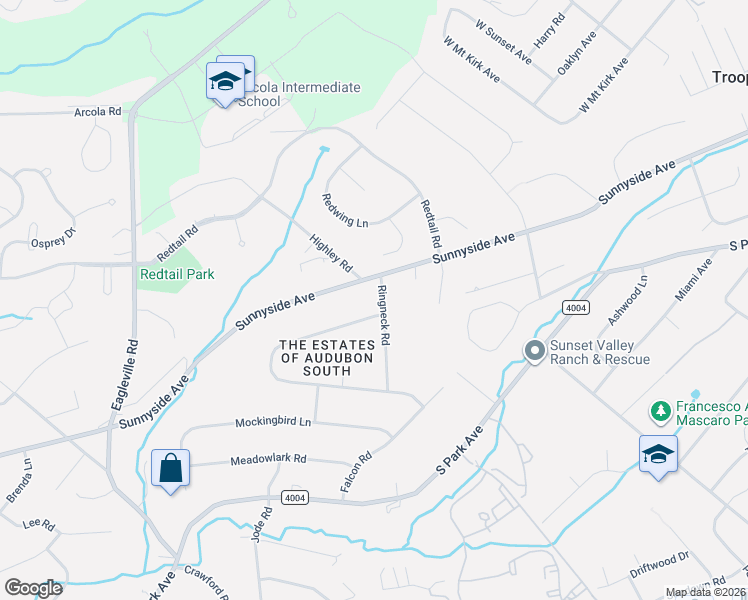 map of restaurants, bars, coffee shops, grocery stores, and more near 2893 Ringneck Road in Eagleville