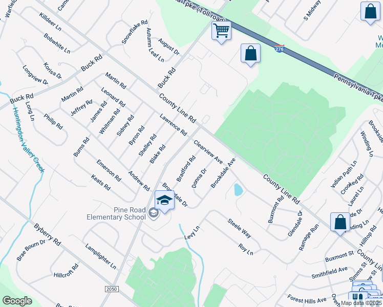 map of restaurants, bars, coffee shops, grocery stores, and more near 3940 Bradford Road in Montgomery County