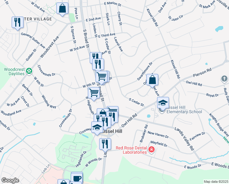 map of restaurants, bars, coffee shops, grocery stores, and more near 761 Keller Drive in Lititz