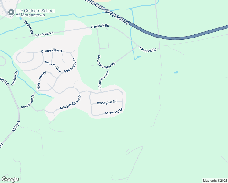map of restaurants, bars, coffee shops, grocery stores, and more near 264 Merwood Drive in Morgantown