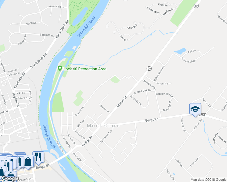 map of restaurants, bars, coffee shops, grocery stores, and more near 193 Spares Lane in Mont Clare