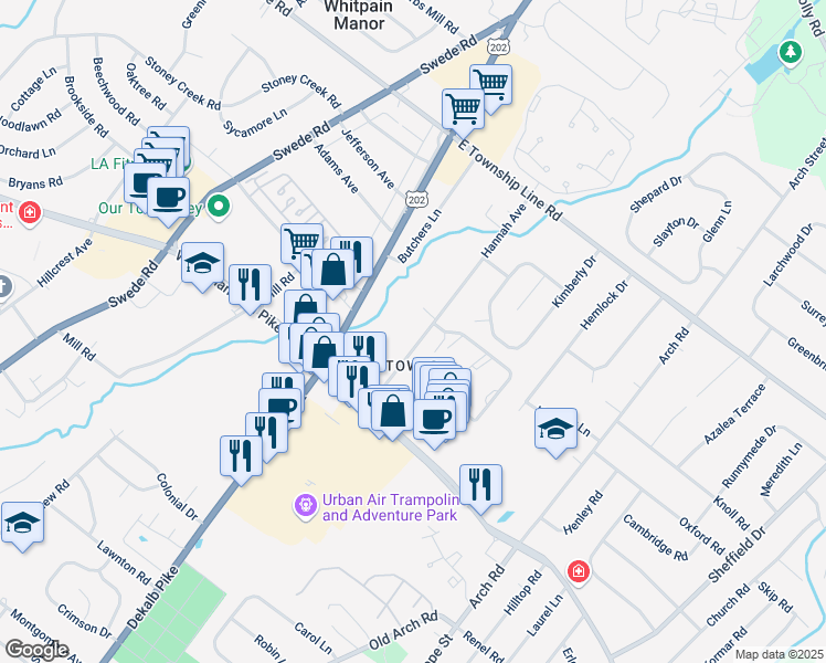 map of restaurants, bars, coffee shops, grocery stores, and more near 2927 Hannah Avenue in Norristown