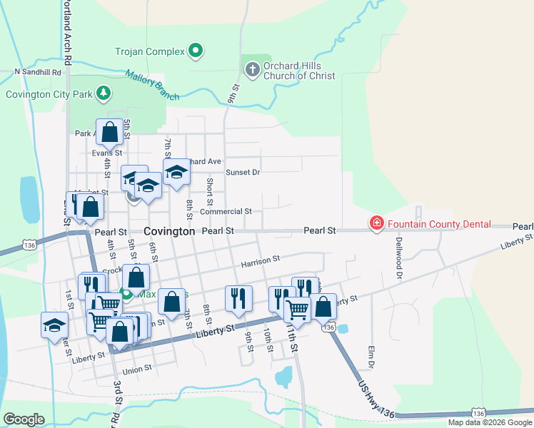 map of restaurants, bars, coffee shops, grocery stores, and more near 901-999 10th Street in Covington