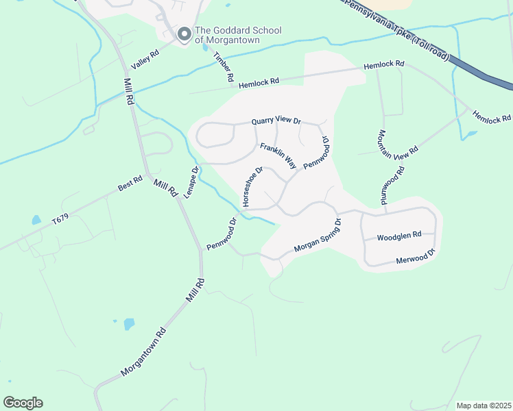 map of restaurants, bars, coffee shops, grocery stores, and more near 11 Pennwood Drive in Morgantown
