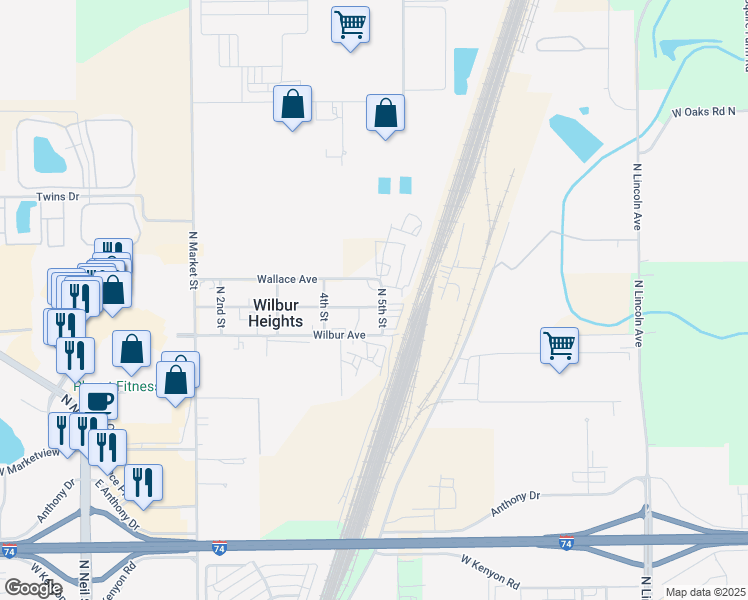 map of restaurants, bars, coffee shops, grocery stores, and more near 422 Paul Avenue in Champaign