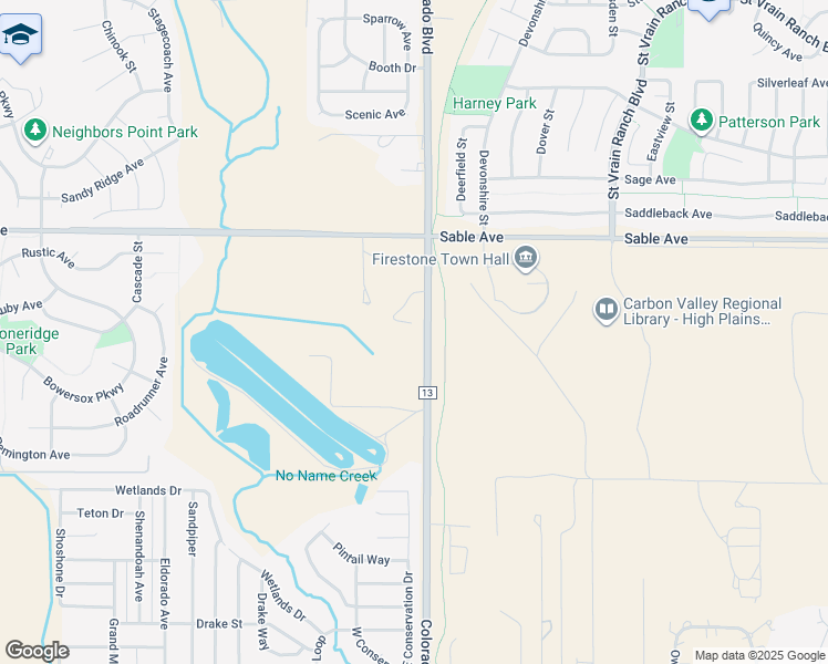 map of restaurants, bars, coffee shops, grocery stores, and more near 9783 County Road 13 in Longmont