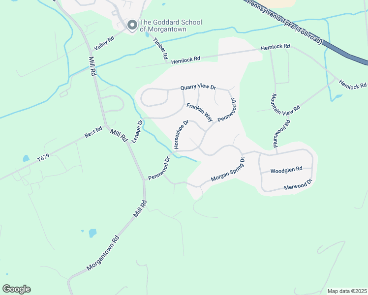 map of restaurants, bars, coffee shops, grocery stores, and more near 11 Pennwood Drive in Morgantown