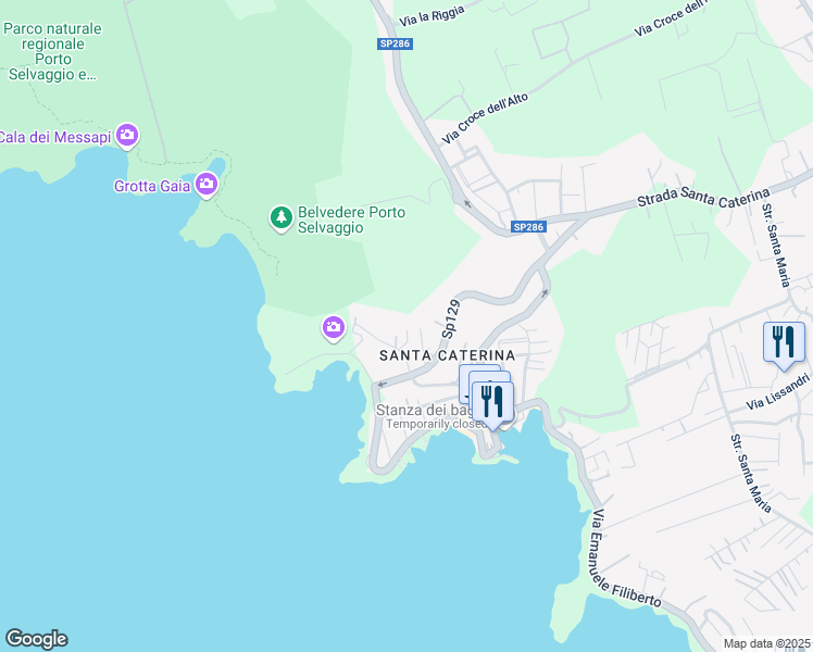 map of restaurants, bars, coffee shops, grocery stores, and more near 18 Viale Madonna dell'Alto in Nardò