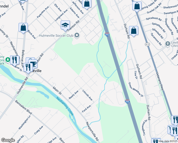 map of restaurants, bars, coffee shops, grocery stores, and more near 429 Harding Avenue in Hulmeville