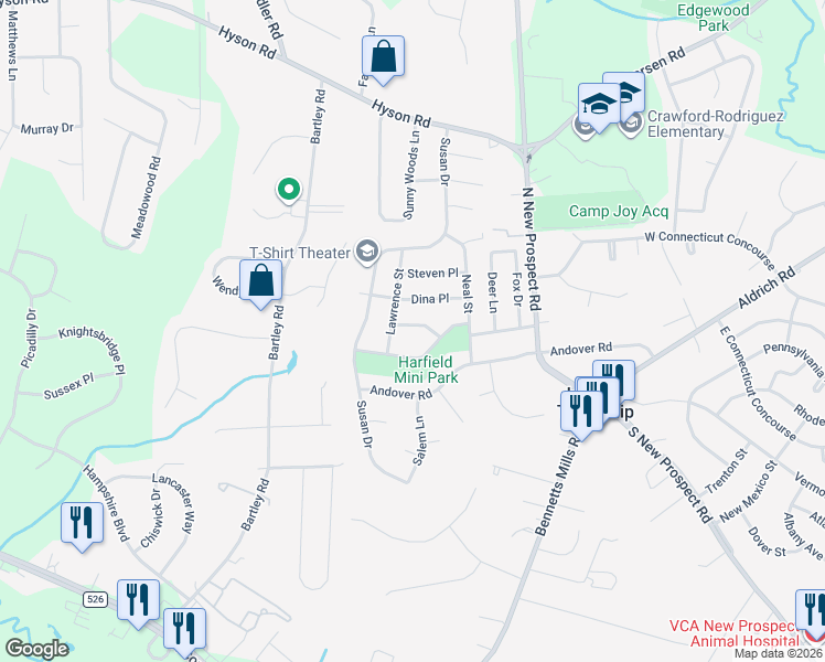 map of restaurants, bars, coffee shops, grocery stores, and more near 6 Mark Place in Jackson Township