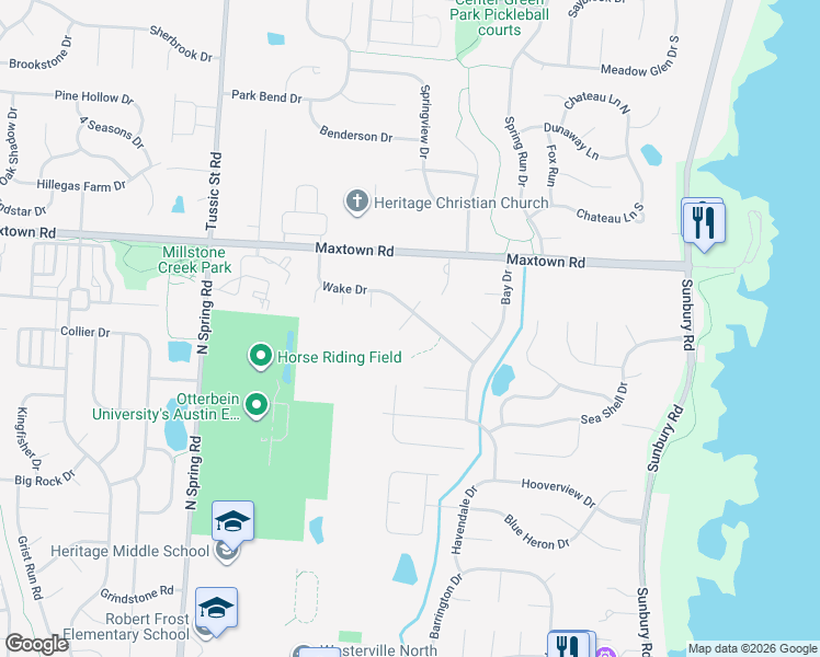 map of restaurants, bars, coffee shops, grocery stores, and more near 644 Seaside Court in Westerville