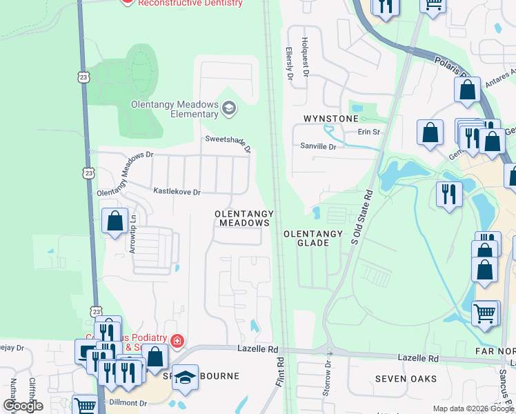 map of restaurants, bars, coffee shops, grocery stores, and more near 368 Amber Wood Way in Lewis Center