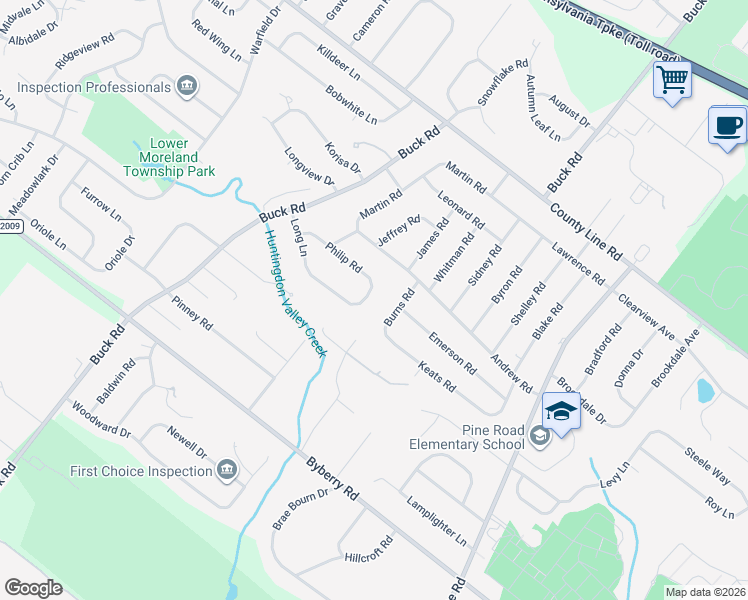 map of restaurants, bars, coffee shops, grocery stores, and more near 3764 Burns Road in Montgomery County