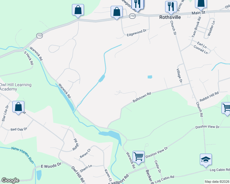 map of restaurants, bars, coffee shops, grocery stores, and more near 823 Ballstown Road in Lititz