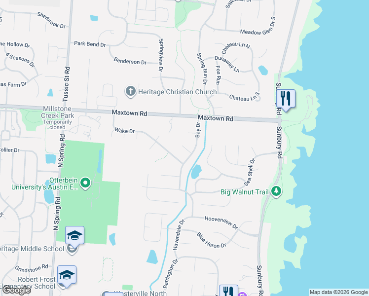 map of restaurants, bars, coffee shops, grocery stores, and more near 1037 Isle Court in Westerville
