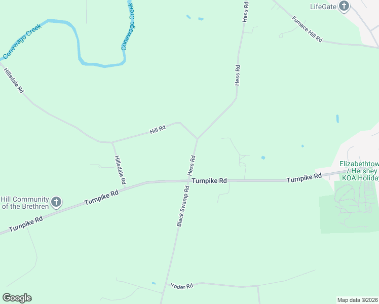 map of restaurants, bars, coffee shops, grocery stores, and more near 110 Hess Road in Elizabethtown