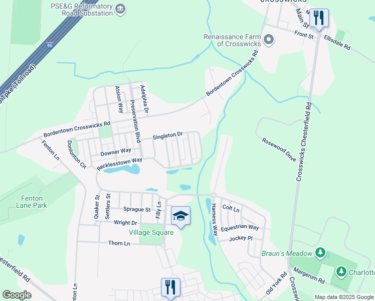 map of restaurants, bars, coffee shops, grocery stores, and more near 7 Glock Farm Way in Chesterfield Township
