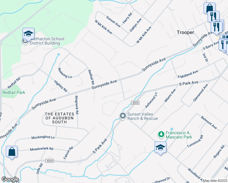 map of restaurants, bars, coffee shops, grocery stores, and more near 716 Grandview Avenue in Norristown