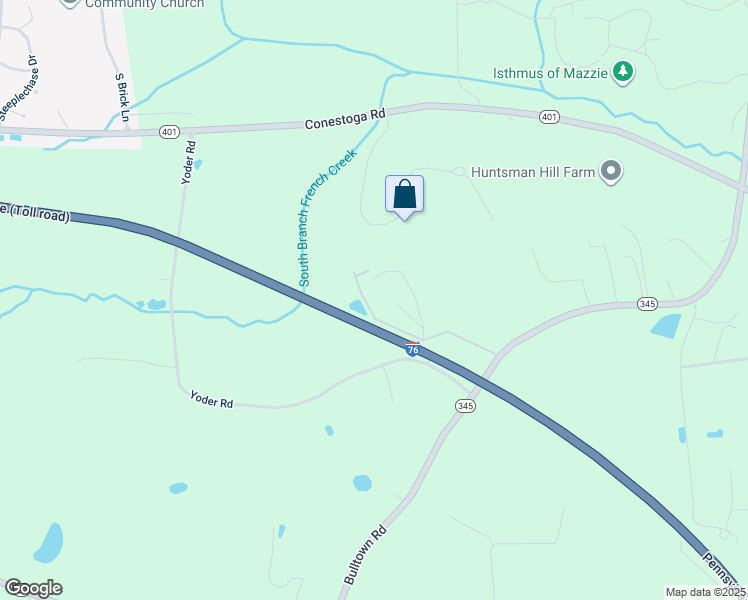 map of restaurants, bars, coffee shops, grocery stores, and more near 626 Bulltown Road in Elverson