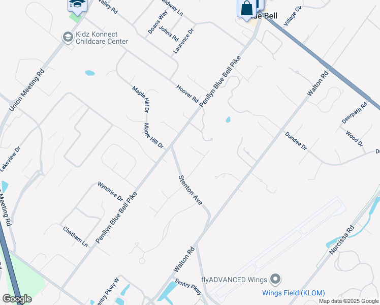 map of restaurants, bars, coffee shops, grocery stores, and more near 580 Bolton Place in Blue Bell