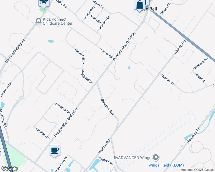 map of restaurants, bars, coffee shops, grocery stores, and more near 580 Bolton Place in Blue Bell