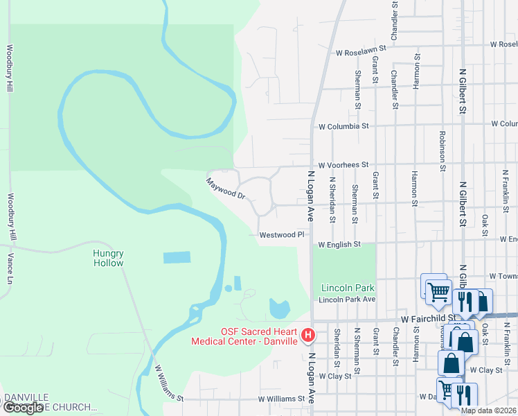map of restaurants, bars, coffee shops, grocery stores, and more near 35-37 Maywood Drive in Danville