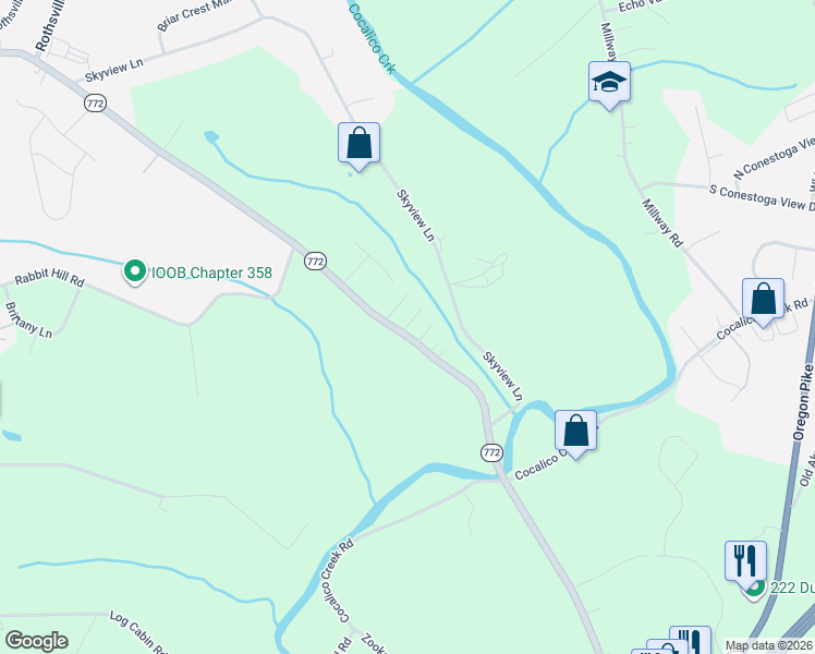 map of restaurants, bars, coffee shops, grocery stores, and more near 12 Jade Drive in Lititz