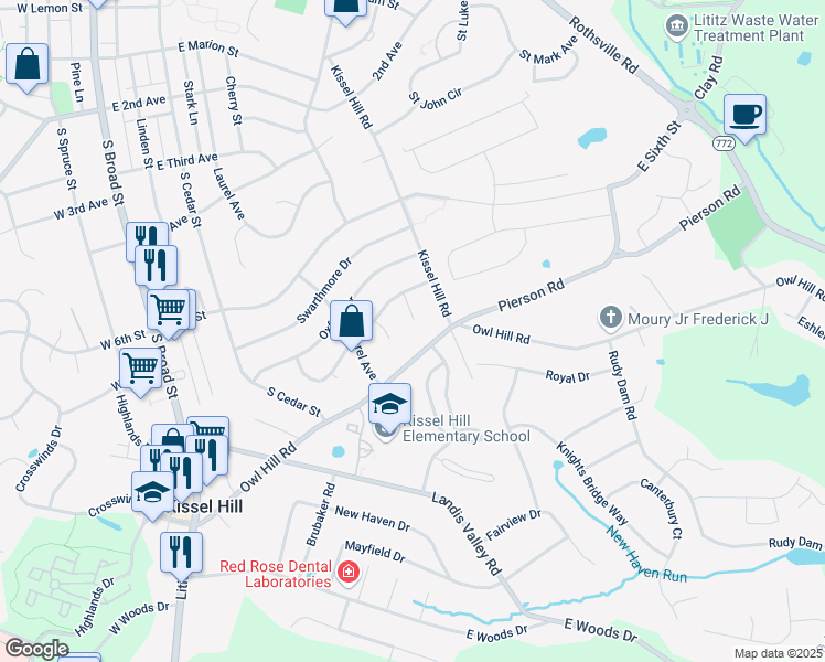 map of restaurants, bars, coffee shops, grocery stores, and more near 248 Birchwood Lane in Lititz
