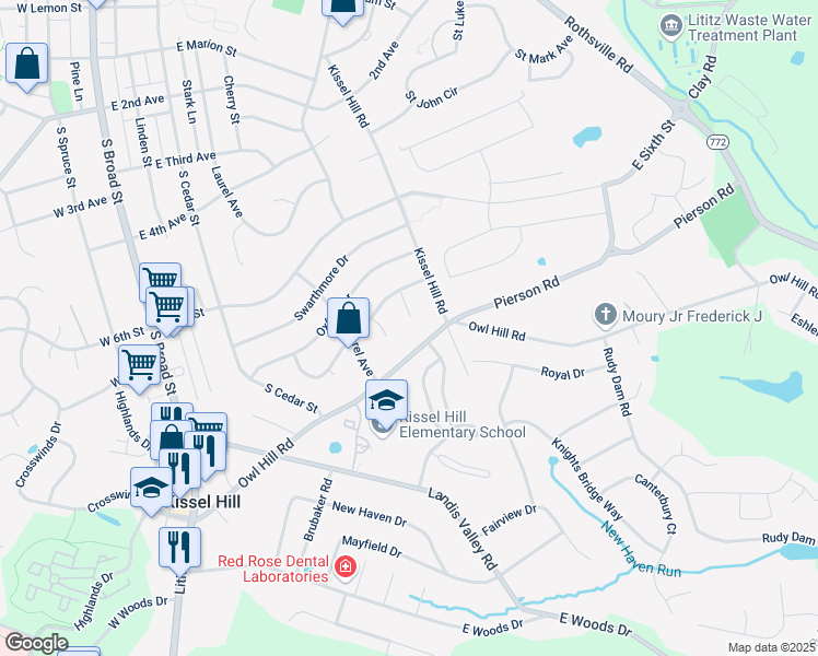 map of restaurants, bars, coffee shops, grocery stores, and more near 248 Birchwood Lane in Lititz