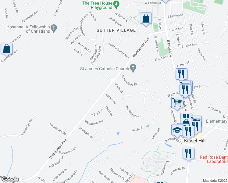 map of restaurants, bars, coffee shops, grocery stores, and more near 558 West 3rd Avenue in Lititz