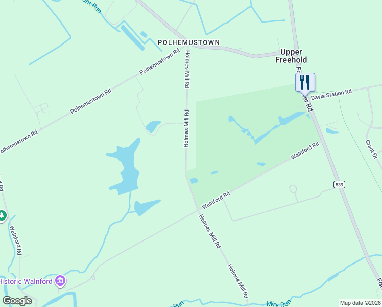map of restaurants, bars, coffee shops, grocery stores, and more near 201 Holmes Mill Road in Upper Freehold