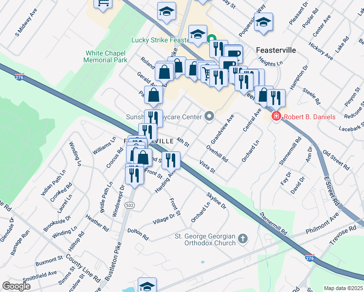 map of restaurants, bars, coffee shops, grocery stores, and more near 111 North 4th Street in Philadelphia