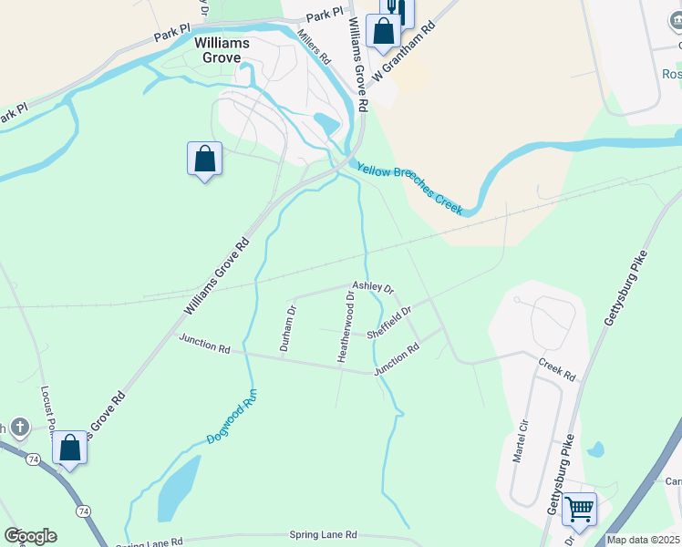map of restaurants, bars, coffee shops, grocery stores, and more near 31 Ashley Drive in Dillsburg