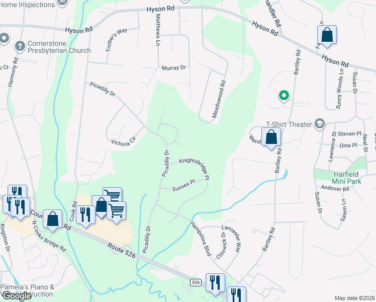 map of restaurants, bars, coffee shops, grocery stores, and more near 2 Kensington Court in Jackson Township