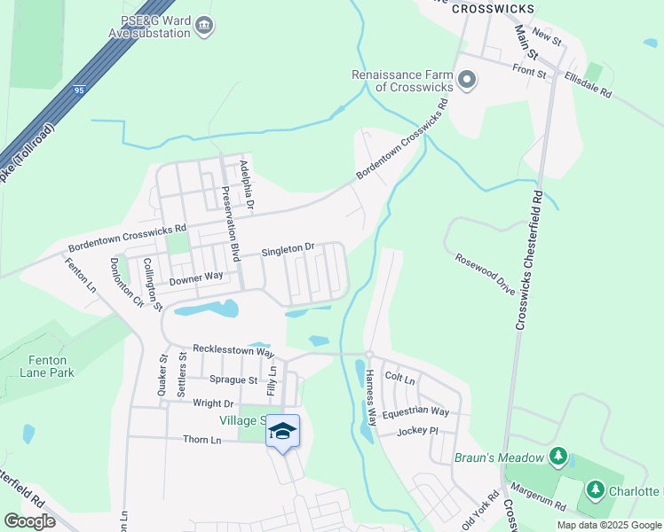 map of restaurants, bars, coffee shops, grocery stores, and more near 31 Wolverton Alley in Burlington County