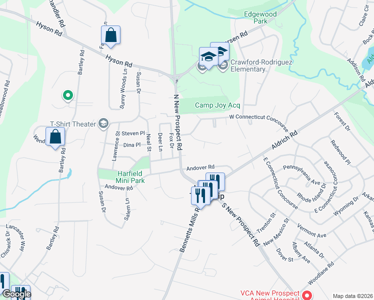 map of restaurants, bars, coffee shops, grocery stores, and more near 20 Red Cedar Run in Jackson Township