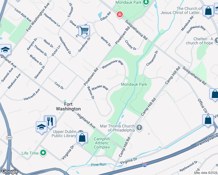 map of restaurants, bars, coffee shops, grocery stores, and more near 1414 Wynnemoor Way in Fort Washington