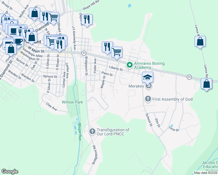 map of restaurants, bars, coffee shops, grocery stores, and more near 8 Highland Avenue in Mount Pleasant