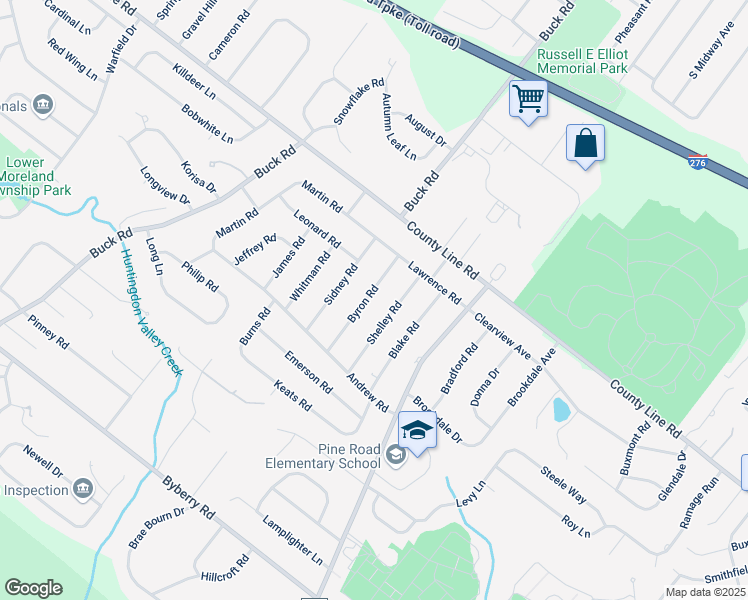 map of restaurants, bars, coffee shops, grocery stores, and more near 3897 Byron Road in Montgomery County