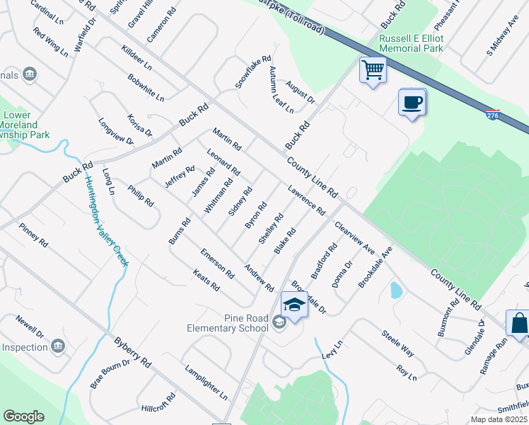 map of restaurants, bars, coffee shops, grocery stores, and more near 3897 Byron Road in Montgomery County