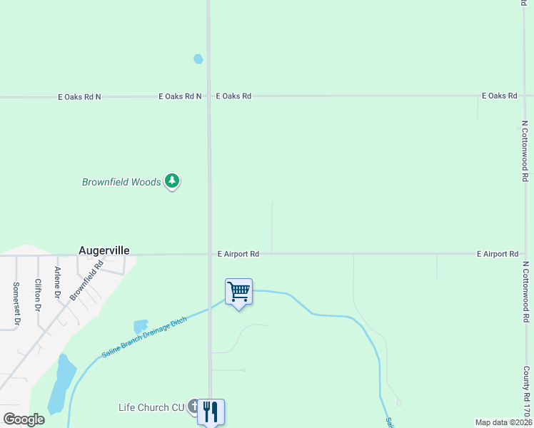 map of restaurants, bars, coffee shops, grocery stores, and more near 3007 Brickhouses Road in Urbana
